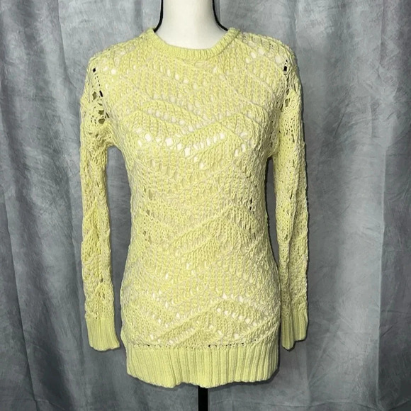 Universal Thread Yellow & Cream Open Knit Tunic Sweater - size XS - Picture 1 of 11